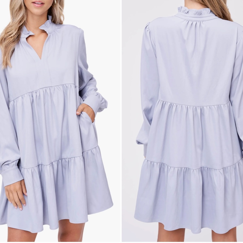 Tiered long sleeve babydoll minidress
